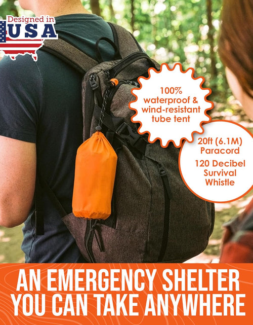 Load image into Gallery viewer, Survival Life Tent • 2 Person Mylar Emergency Shelter Tube Tent + Paracord • All-Weather Protection for Camping, Hiking, & Survival Kits • Includes Emergency Whistle