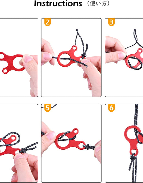 Load image into Gallery viewer, Guyline Cord Adjuster Rope Tensioner Tent Guy Line Paracord Tightener Loop Alien Aluminum Alloy for Camping Hiking