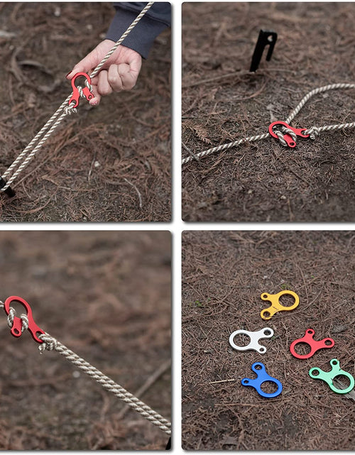 Load image into Gallery viewer, Guyline Cord Adjuster Rope Tensioner Tent Guy Line Paracord Tightener Loop Alien Aluminum Alloy for Camping Hiking