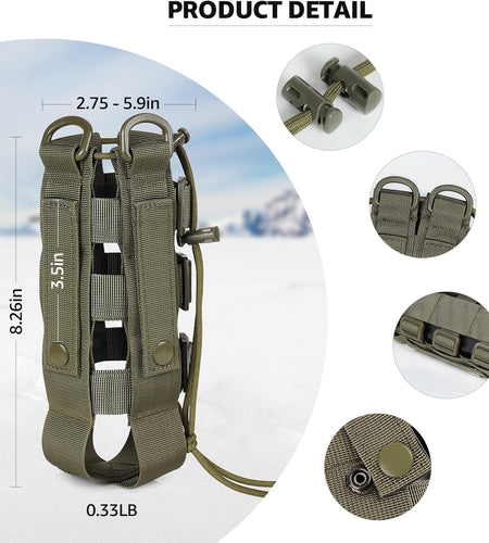 Molle Water Bottle Holder for Backpack,Drawstring Adjustable Straps Molle Pouches for 20 32 36 48 Oz Water Bottle