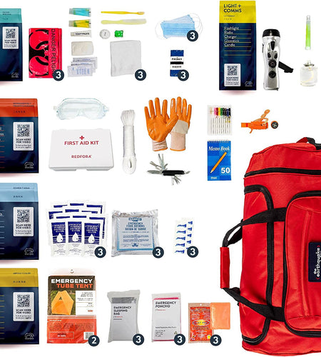 Complete Earthquake Bag - 3 Day Emergency Kit for Earthquakes, Hurricanes, Wildfires, Floods + Other Disasters