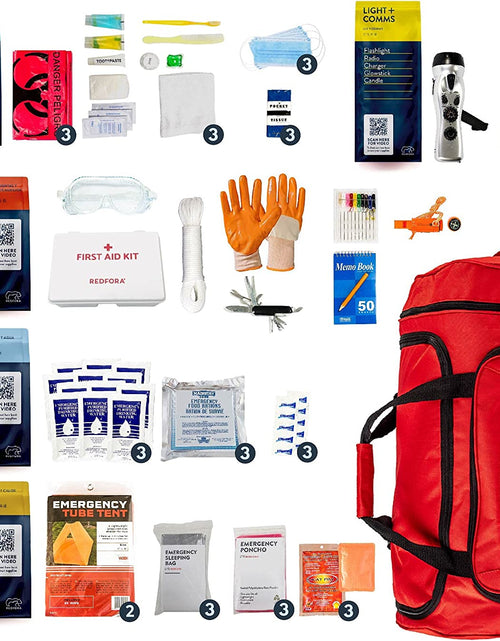 Load image into Gallery viewer, Complete Earthquake Bag - 3 Day Emergency Kit for Earthquakes, Hurricanes, Wildfires, Floods + Other Disasters
