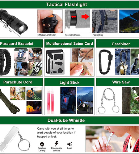 Survival Kit and First Aid Kit, 142Pcs Professional Survival Gear and Equipment with Molle Pouch, for Men Dad Husband Who Likes Camping Outdoor Adventure…