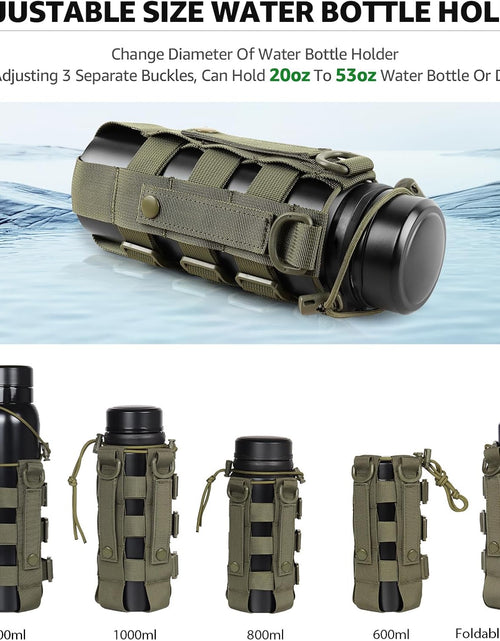 Load image into Gallery viewer, Molle Water Bottle Holder for Backpack,Drawstring Adjustable Straps Molle Pouches for 20 32 36 48 Oz Water Bottle
