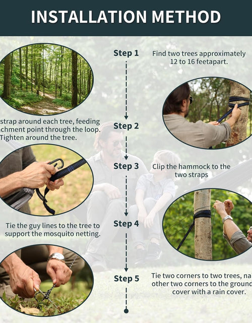 Load image into Gallery viewer, Camping Hammock with Net,Travel Portable Lightweight Hammocks with Tree Straps and Solid D-Shape Carabiners,Parachute Nylon Hammock for Outsides Backpacking Beach Backyard Patio Hiking
