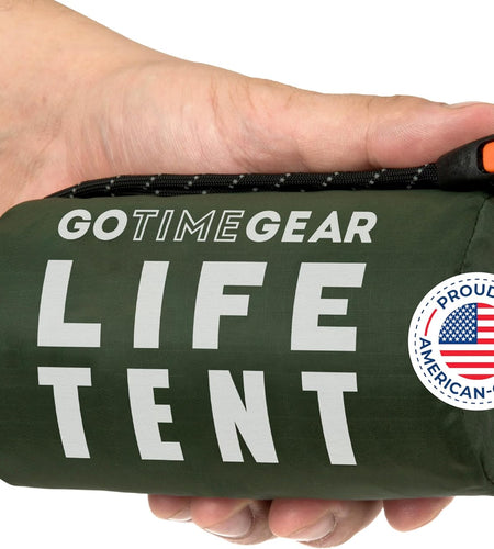Survival Life Tent • 2 Person Mylar Emergency Shelter Tube Tent + Paracord • All-Weather Protection for Camping, Hiking, & Survival Kits • Includes Emergency Whistle