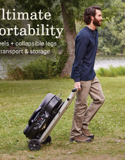 Load image into Gallery viewer, Roadtrip 285 Portable Stand-Up Propane Grill with 3 Adjustable Burners &amp; Instastart Ignition, 20,000 Btus of Power for Outdoor Cooking, Camping, Tailgating, Grilling, Bbqs, &amp; More

