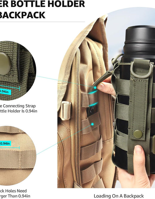 Load image into Gallery viewer, Molle Water Bottle Holder for Backpack,Drawstring Adjustable Straps Molle Pouches for 20 32 36 48 Oz Water Bottle
