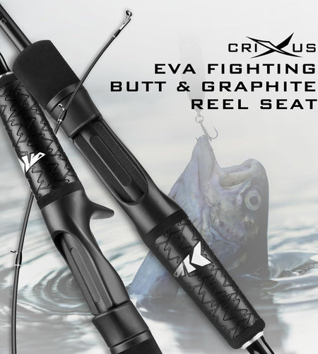 Crixus Fishing Rods,Im6 Graphite Spinning Rod & Casting Rod W/Zirconium Oxide Ring Stainless Steel Guides, Superpolymer Handle