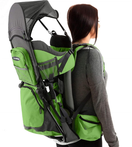 Hiking Baby Carrier Backpack - Comfortable Toddler/Baby Backpack Carrier System with Diaper Change Pad, Insulated Pocket + Rain and Sun Hood to Protect Your Child