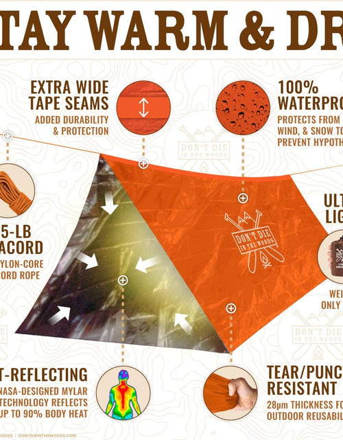 Load image into Gallery viewer, World&#39;S Toughest Ultralight Survival Tent • 2 Person Mylar Emergency Shelter Tube Tent + Paracord • Year-Round All Weather Protection for Hiking, Camping, &amp; Outdoor Survival Kits
