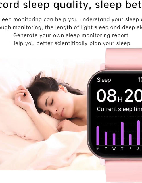 Load image into Gallery viewer, Smart Fitness Tracker Watch for Android/Ios - IP68, Heart Rate/Blood Oxygen/Sleep Monitoring, 8 Sports Modes, Breath Training, Weather Updates - 1.69-Inch Display for Men and Women (Rose Gold)
