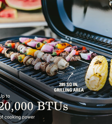Roadtrip 285 Portable Stand-Up Propane Grill with 3 Adjustable Burners & Instastart Ignition, 20,000 Btus of Power for Outdoor Cooking, Camping, Tailgating, Grilling, Bbqs, & More