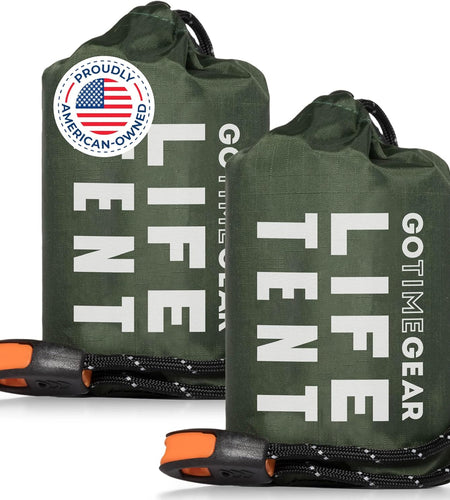 Survival Life Tent • 2 Person Mylar Emergency Shelter Tube Tent + Paracord • All-Weather Protection for Camping, Hiking, & Survival Kits • Includes Emergency Whistle