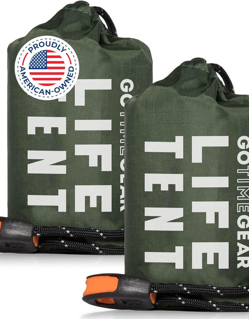 Load image into Gallery viewer, Survival Life Tent • 2 Person Mylar Emergency Shelter Tube Tent + Paracord • All-Weather Protection for Camping, Hiking, &amp; Survival Kits • Includes Emergency Whistle
