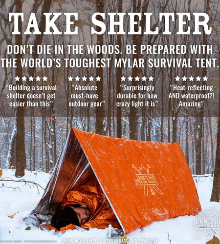 World'S Toughest Ultralight Survival Tent • 2 Person Mylar Emergency Shelter Tube Tent + Paracord • Year-Round All Weather Protection for Hiking, Camping, & Outdoor Survival Kits