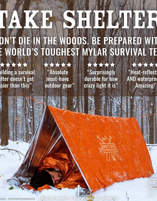 Load image into Gallery viewer, World&#39;S Toughest Ultralight Survival Tent • 2 Person Mylar Emergency Shelter Tube Tent + Paracord • Year-Round All Weather Protection for Hiking, Camping, &amp; Outdoor Survival Kits
