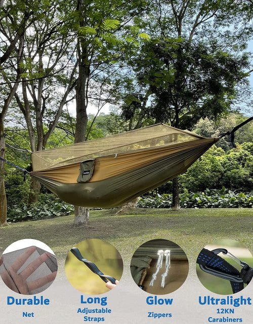 Load image into Gallery viewer, Camping Hammock, Portable Single &amp; Double Hammock with Net, 2 Person Hammock Tent with 2 * 10Ft Straps, Best for Outdoor Hiking Survival Travel
