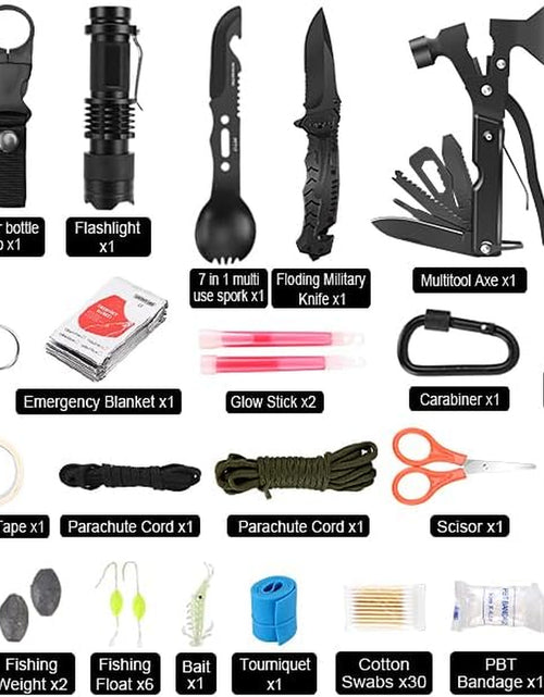 Load image into Gallery viewer, Survival Kit and First Aid Kit, 142Pcs Professional Survival Gear and Equipment with Molle Pouch, for Men Dad Husband Who Likes Camping Outdoor Adventure…
