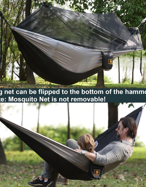 Load image into Gallery viewer, Camping Hammock with Net,Travel Portable Lightweight Hammocks with Tree Straps and Solid D-Shape Carabiners,Parachute Nylon Hammock for Outsides Backpacking Beach Backyard Patio Hiking

