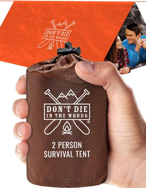 Load image into Gallery viewer, World&#39;S Toughest Ultralight Survival Tent • 2 Person Mylar Emergency Shelter Tube Tent + Paracord • Year-Round All Weather Protection for Hiking, Camping, &amp; Outdoor Survival Kits
