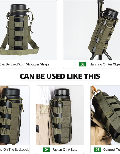 Load image into Gallery viewer, Molle Water Bottle Holder for Backpack,Drawstring Adjustable Straps Molle Pouches for 20 32 36 48 Oz Water Bottle

