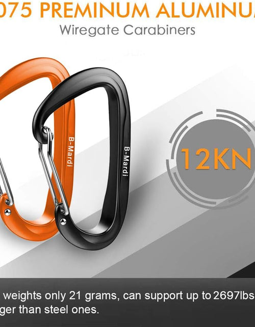Load image into Gallery viewer, Carabiner Clips Heavy Duty 12Kn (2697 Lbs)-Lightweight Locking Carabiners for Camping, Hiking, Hammock, Dog Leash Harness, Outdoor and Gym Etc, Keychains&amp; Utility
