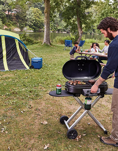 Load image into Gallery viewer, Roadtrip 285 Portable Stand-Up Propane Grill with 3 Adjustable Burners &amp; Instastart Ignition, 20,000 Btus of Power for Outdoor Cooking, Camping, Tailgating, Grilling, Bbqs, &amp; More
