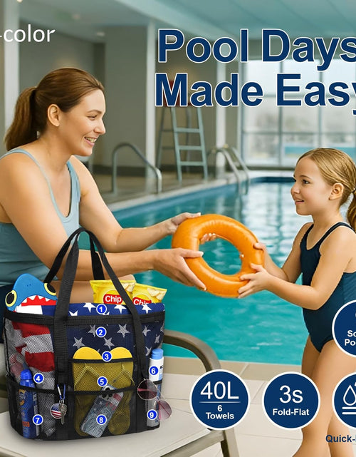 Load image into Gallery viewer, Mesh Beach Bag Family - Large Tote Bag for Cruise Pool Toys Beach Vacation Essentials
