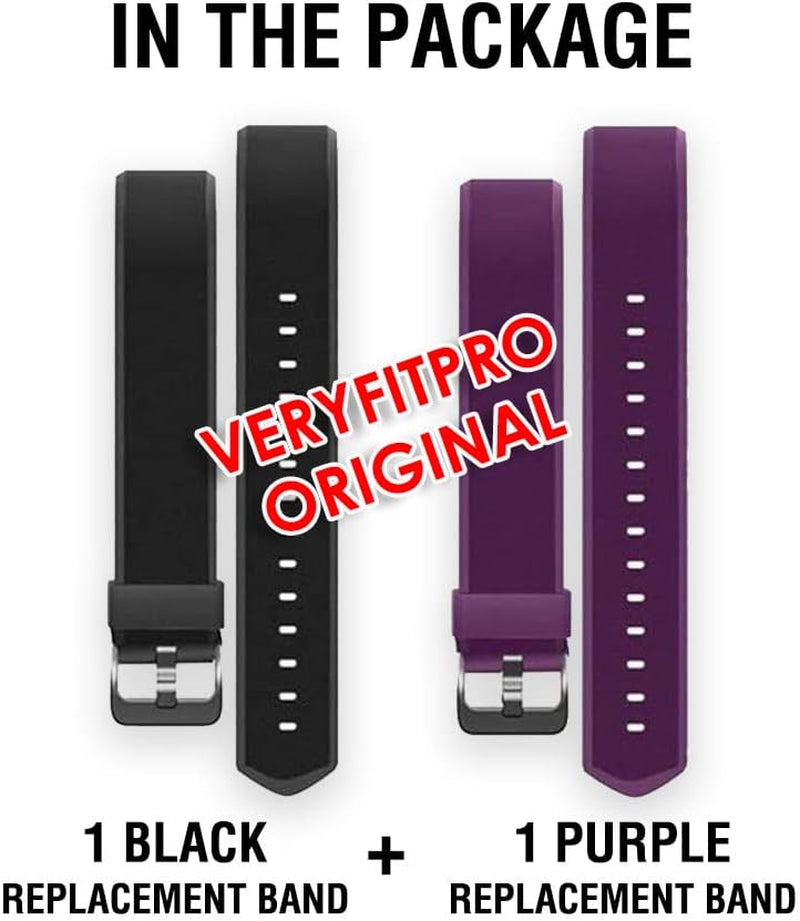 Id115Plus Hr Very Fit Pro Bands Replacement Strap for Veryfitpro Id115Plus HR Letscom Fitness Tracker Bands, Lintelek Fitness Tracker Bands, Letsfit Replacement Bands Purple and Black