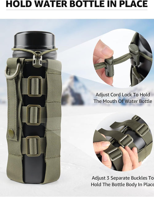 Load image into Gallery viewer, Molle Water Bottle Holder for Backpack,Drawstring Adjustable Straps Molle Pouches for 20 32 36 48 Oz Water Bottle

