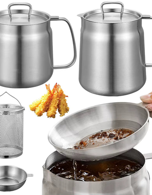 Load image into Gallery viewer, FryMaster 1.5/2L Stainless Steel Kitchen Fryer – Large Capacity Deep Frying Pot with Oil Filter
