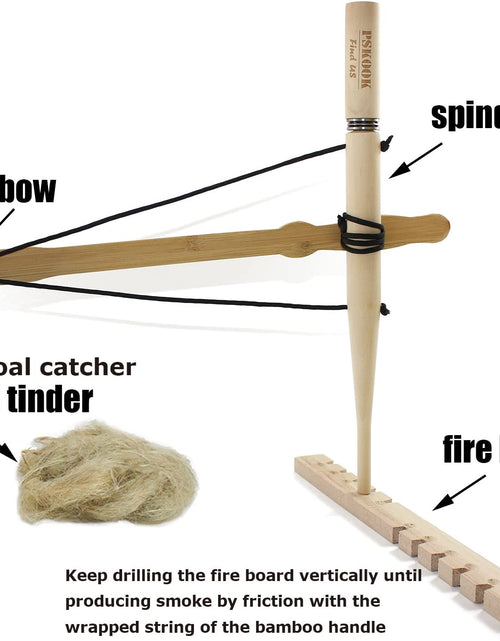 Load image into Gallery viewer, Bow Drill Kit Fire Starter, Primitive Wood, Survival Practice Friction Fire Tool for Scout Outdoor Activity Teaching, Outward Bound Training, Wildness Survival Beginner
