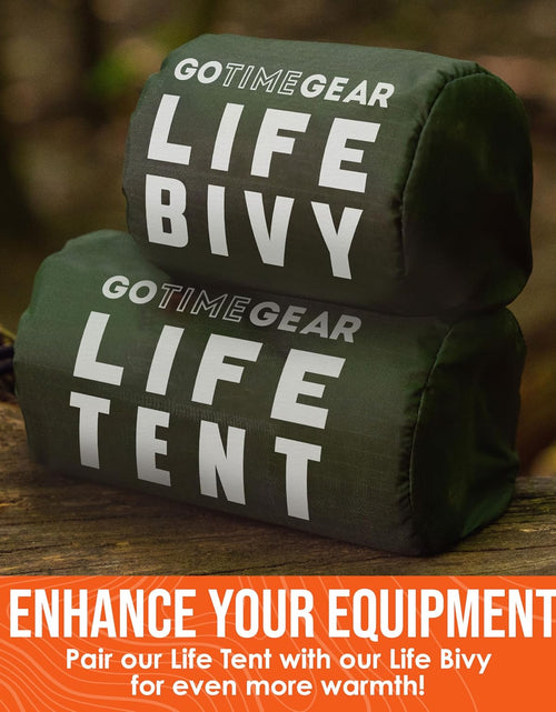 Load image into Gallery viewer, Survival Life Tent • 2 Person Mylar Emergency Shelter Tube Tent + Paracord • All-Weather Protection for Camping, Hiking, &amp; Survival Kits • Includes Emergency Whistle
