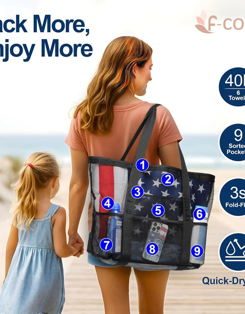 Load image into Gallery viewer, Mesh Beach Bag Family - Large Tote Bag for Cruise Pool Toys Beach Vacation Essentials
