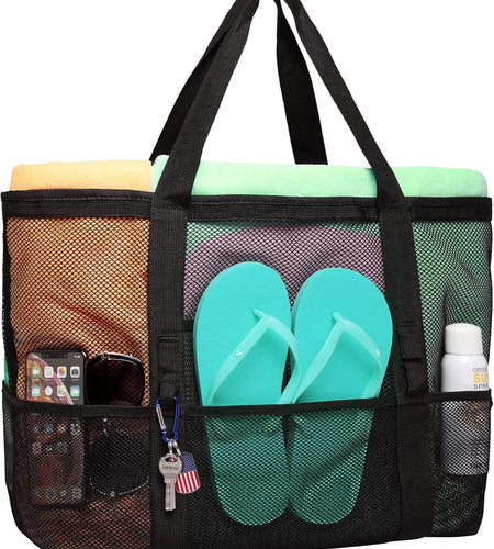 Mesh Beach Bag Family - Large Tote Bag for Cruise Pool Toys Beach Vacation Essentials
