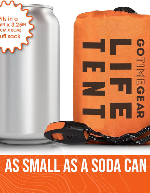 Load image into Gallery viewer, Survival Life Tent • 2 Person Mylar Emergency Shelter Tube Tent + Paracord • All-Weather Protection for Camping, Hiking, &amp; Survival Kits • Includes Emergency Whistle
