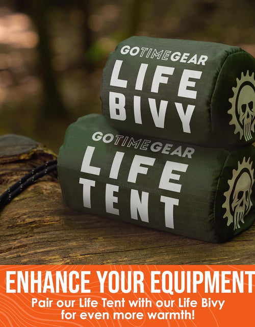 Load image into Gallery viewer, Survival Life Tent • 2 Person Mylar Emergency Shelter Tube Tent + Paracord • All-Weather Protection for Camping, Hiking, &amp; Survival Kits • Includes Emergency Whistle

