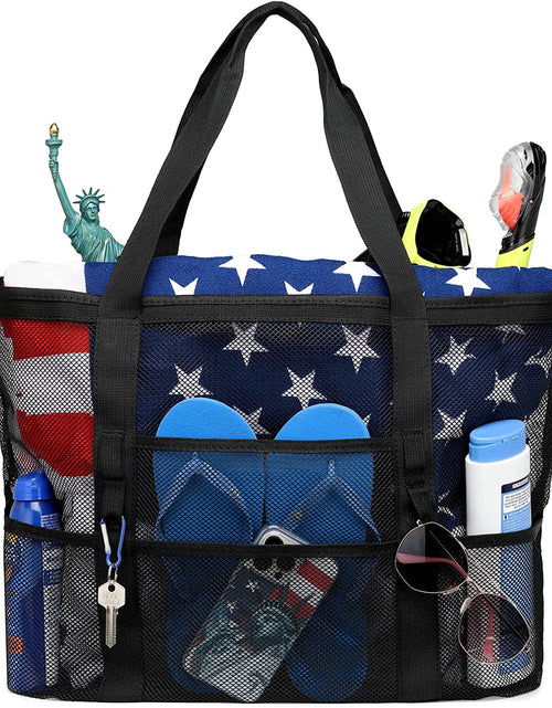 Load image into Gallery viewer, Mesh Beach Bag Family - Large Tote Bag for Cruise Pool Toys Beach Vacation Essentials
