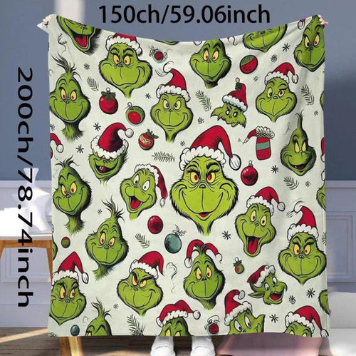 Load image into Gallery viewer, Grinch Pattern Throw Blanket
